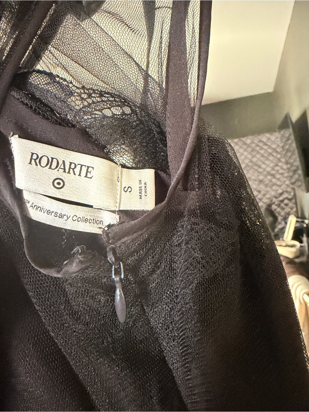 Rodarte Black Tulle & Lace Slip Dress with Bow Straps - Picture 9 of 9